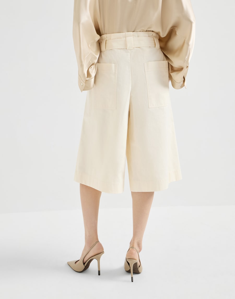 Paper Bag Cotton Gabardine Bermuda Shorts - White - Womens - Brunello Cucinelli
