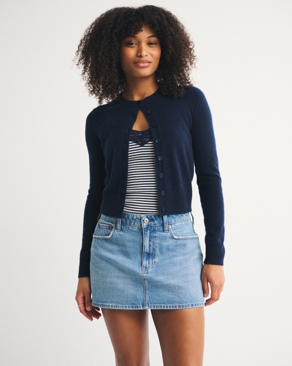 Curve Love Mid Rise Embroidered Denim Mini Skort