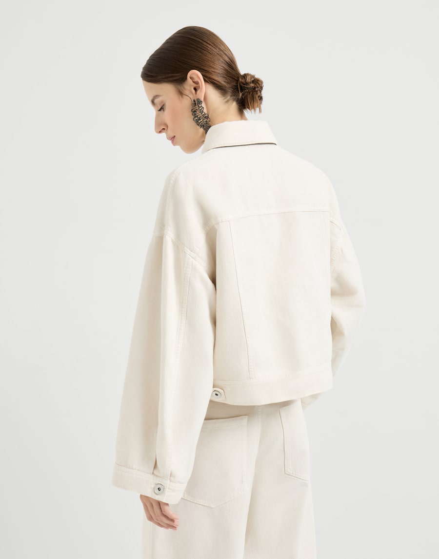 Beaded Dyed Cotton and Linen Quilt Jacket - Chalk Beaded Dyed Cotton and Linen Quilt Jacket - Chalk
