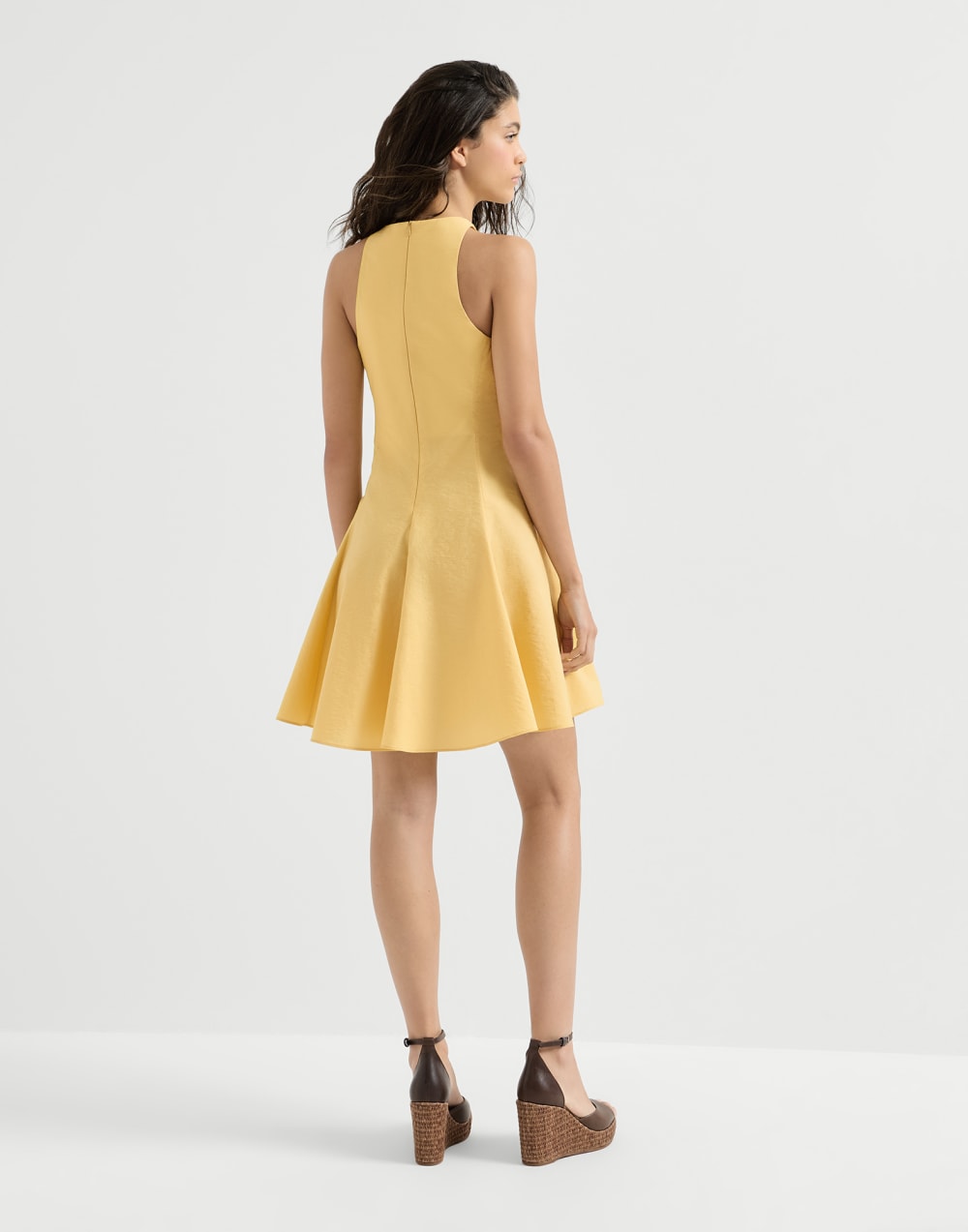 Cotton poplin mini dress - Eggnog