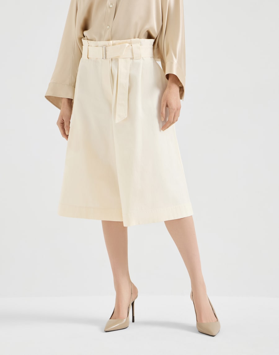 Paper Bag Cotton Gabardine Bermuda Shorts - White - Womens - Brunello Cucinelli