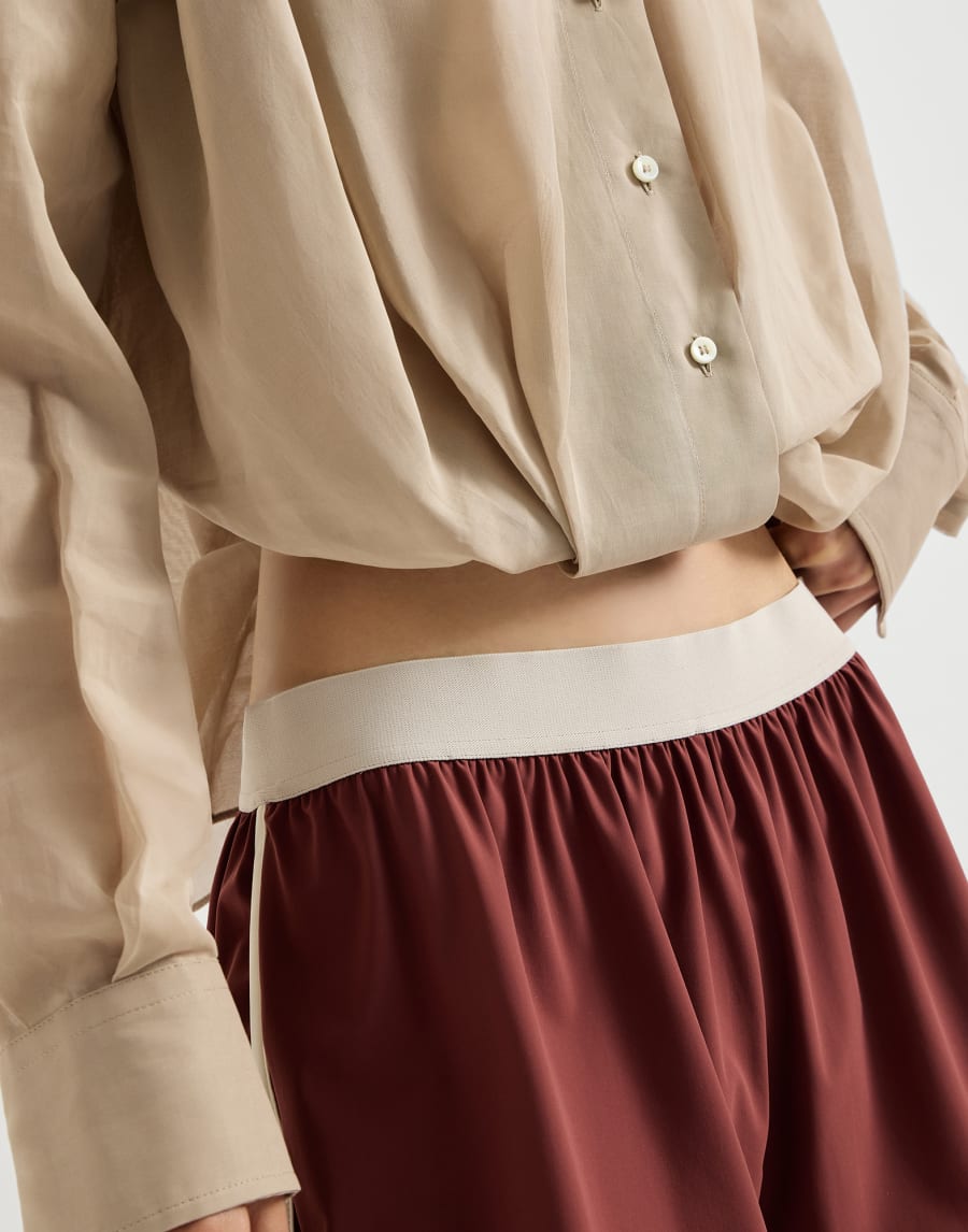 Beaded cotton organza shirt - Beige