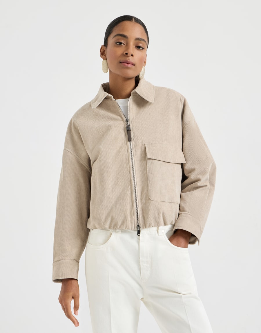 Beaded vintage cotton corduroy jacket - Beige