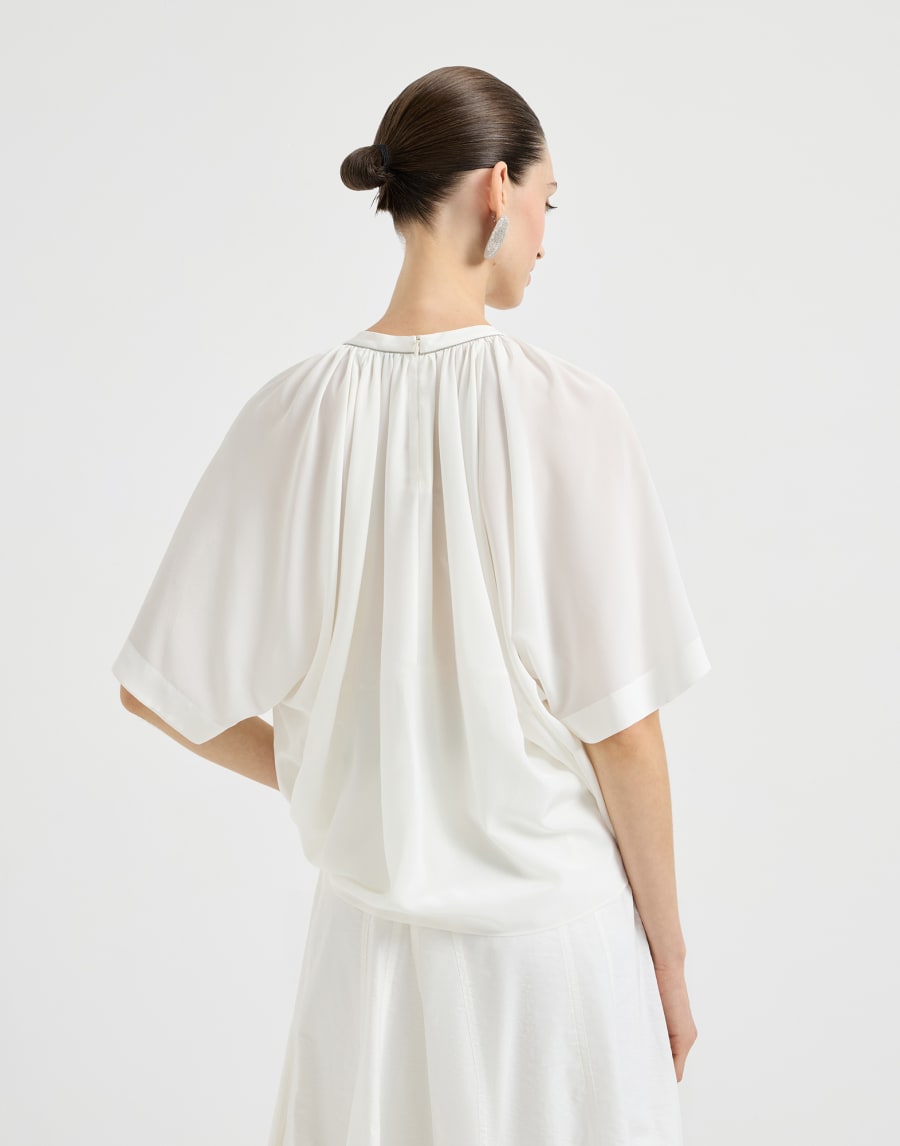 Beaded plain crepe satin silk T-shirt - Panama