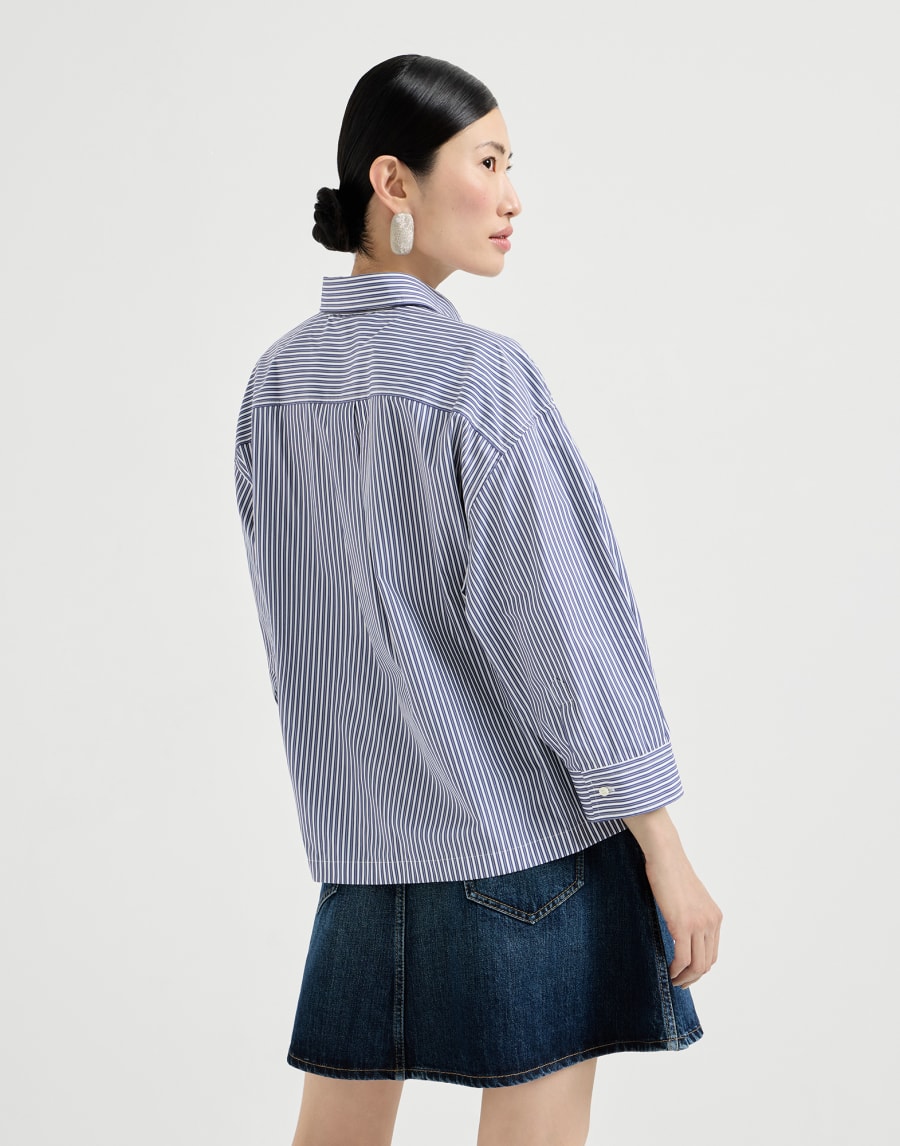 Striped beaded cotton poplin shirt - Air Force Blue Striped beaded cotton poplin shirt - Air Force Blue