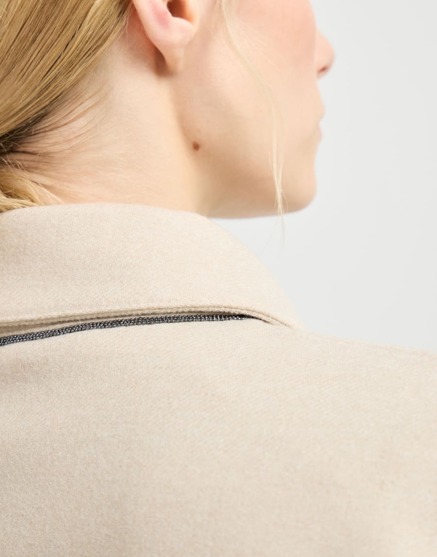 Beaded Thin Wool Jacket - Sand Yellow