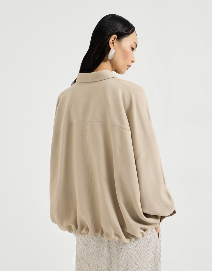 Viscose and linen blend smooth twill shirt - Sand Yellow
