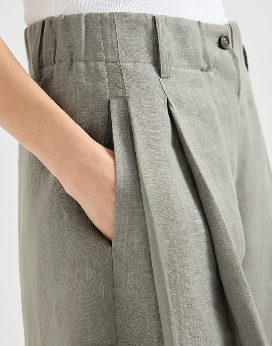Linen Drawstring Discount Shorts - Khaki - Women - Brunello Cucinelli