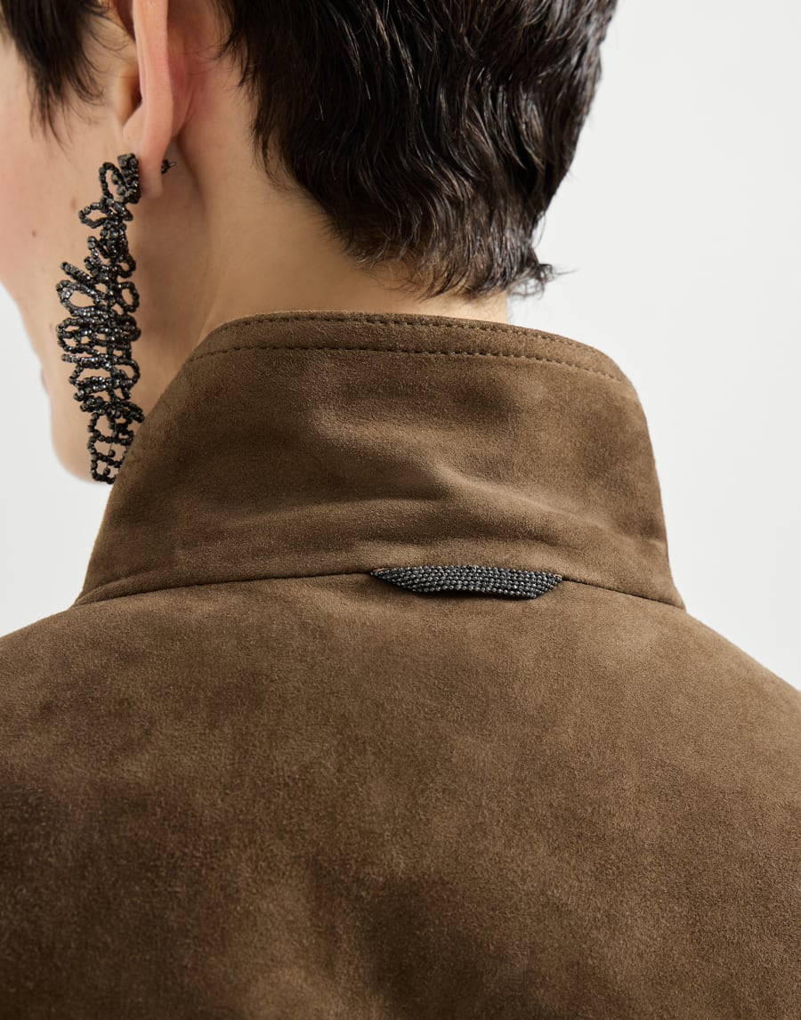 Stylish suede vest with beading - Brown