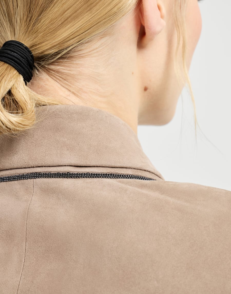 Beaded Suede Jacket - Light Brown