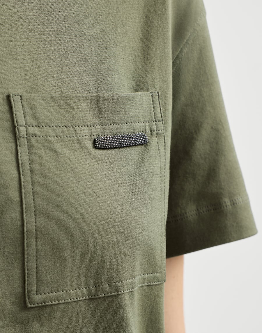 Sparkly Placard Cotton Jersey T-Shirt - Olive
