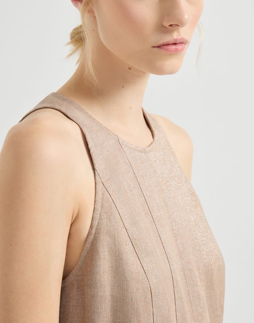 Shimmering Twill Linen Dress - Dusty Rose Shimmering Twill Linen Dress - Dusty Rose