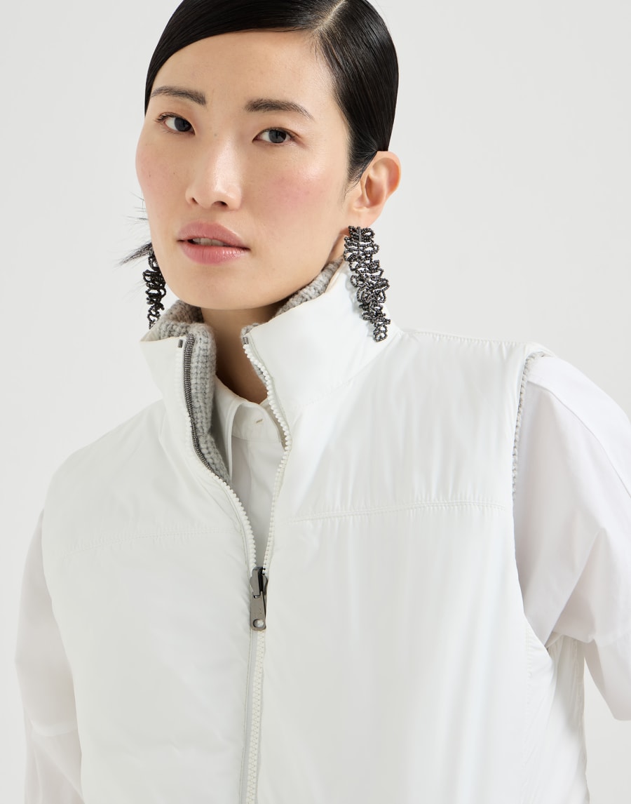 Feather and cashmere knit, beaded reversible sleeveless down jacket - Light Gray