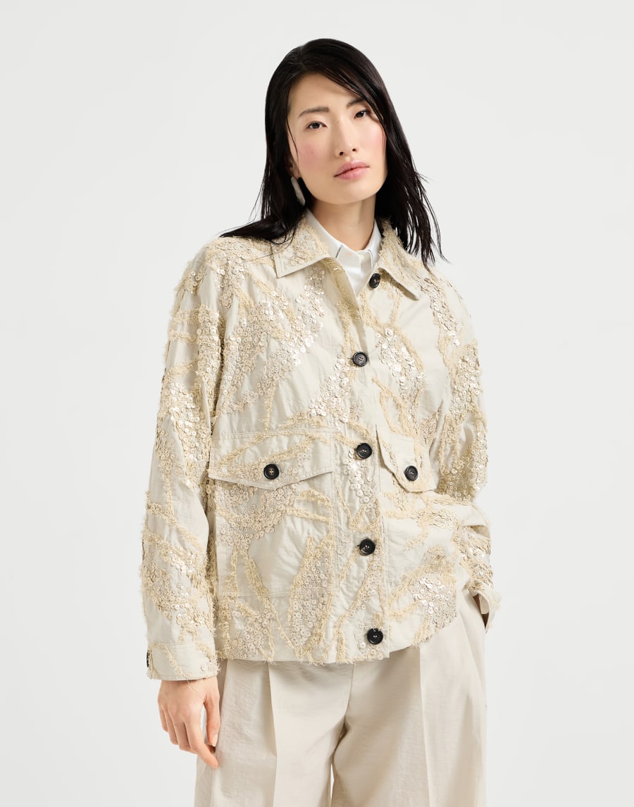 Chandong deep sea embroidered jacket in cotton poplin - Beige