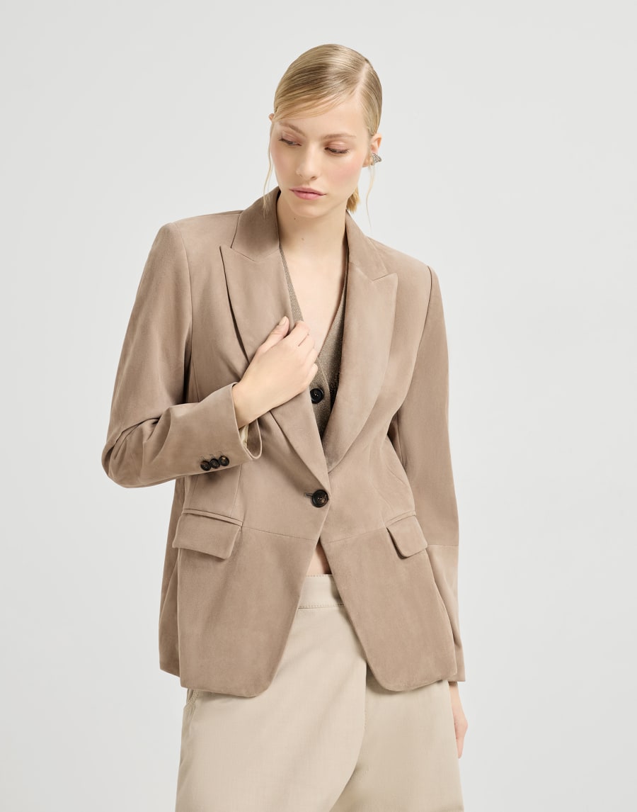 Beaded Suede Jacket - Light Brown