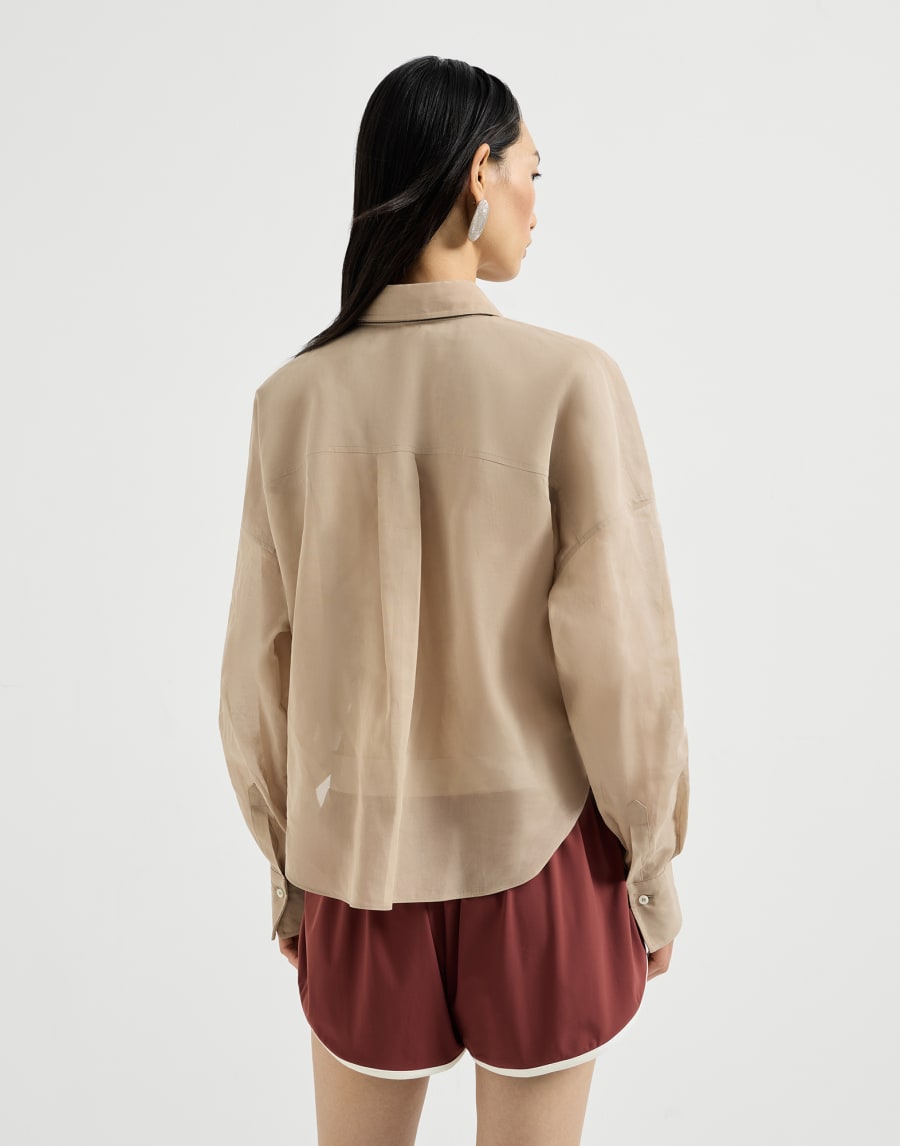 Beaded cotton organza shirt - Beige
