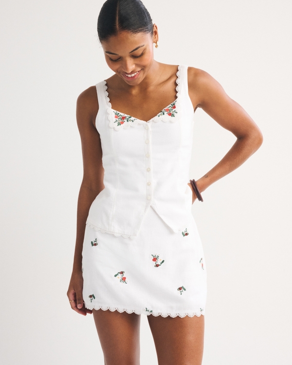 The A-F Scarlett Curve Love Linen-Blend Mini Skort