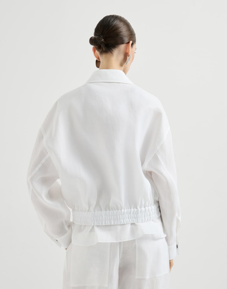 Cotton canvas jacket with shiny pull tabs - White Cotton canvas jacket with shiny pull tabs - White