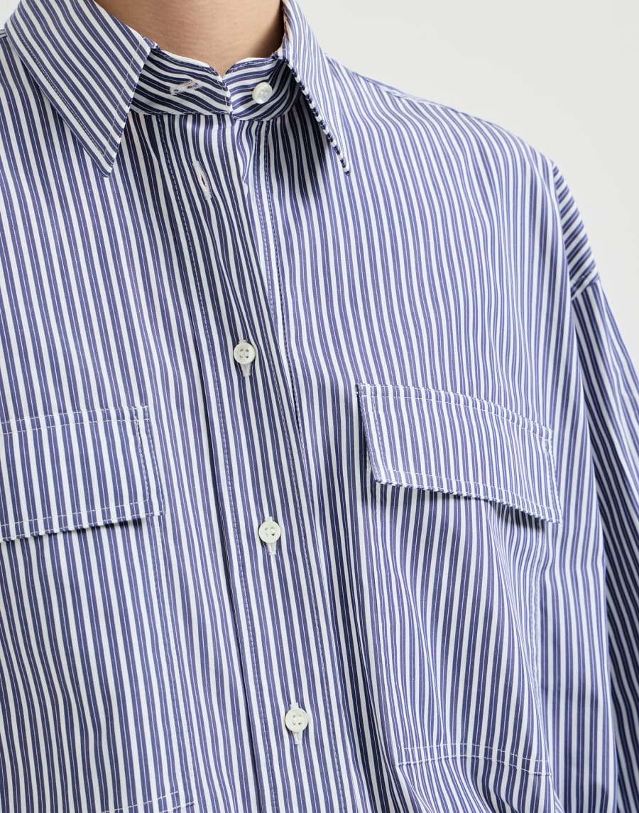 Striped beaded cotton poplin shirt - Air Force Blue Striped beaded cotton poplin shirt - Air Force Blue