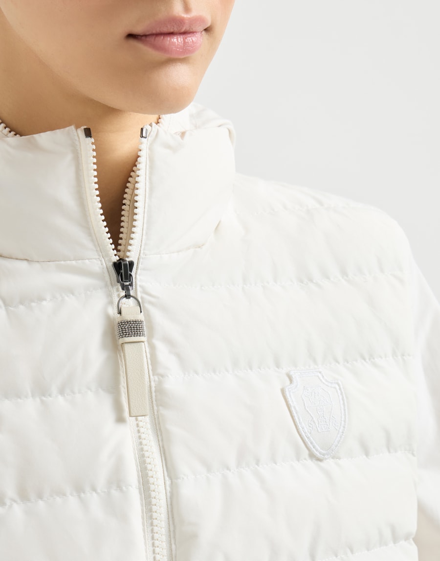 Beaded and logo-embellished cotton taffeta jacket with removable internal waistcoat - Cherry
