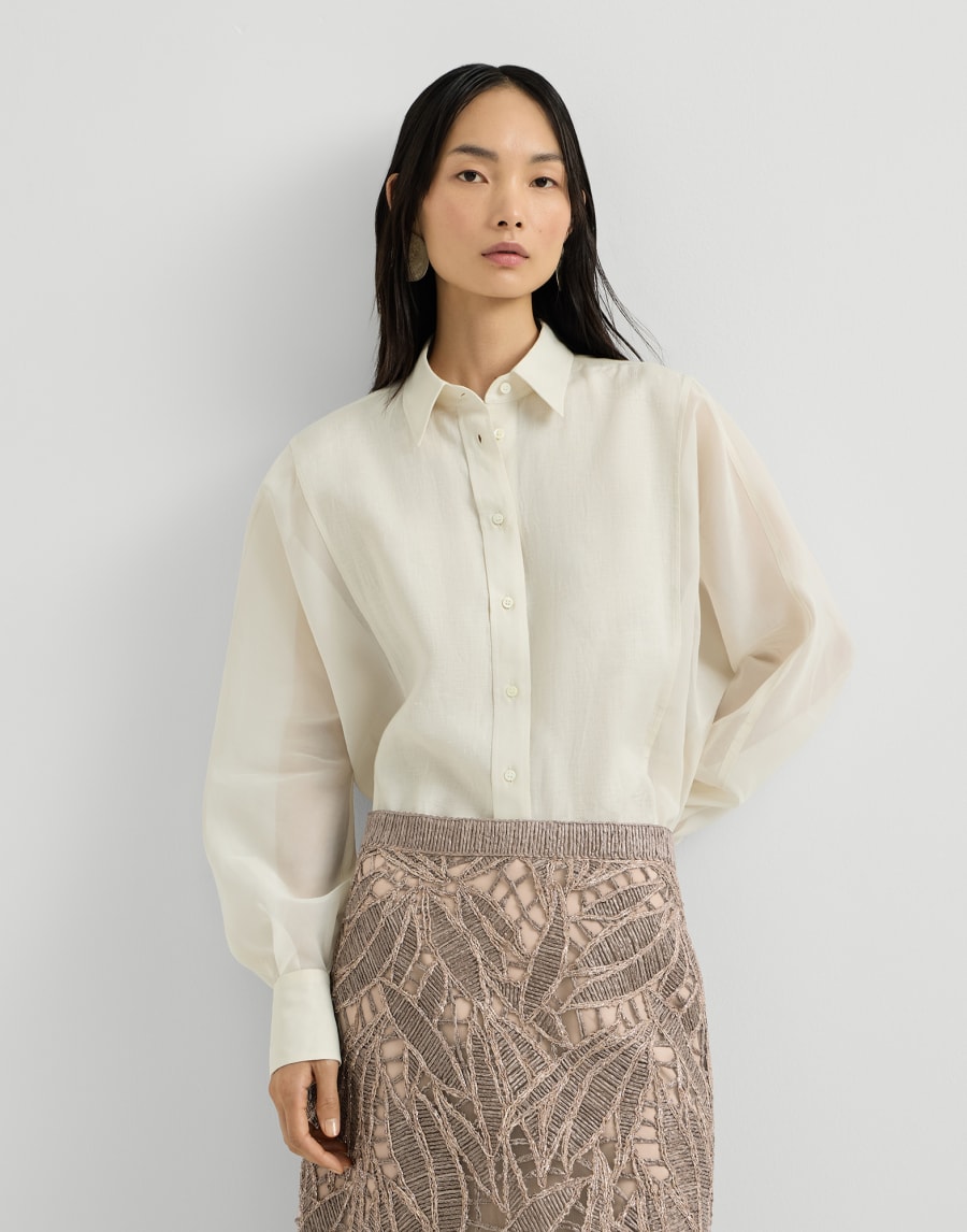 Linen and cotton organza shirt - Cream