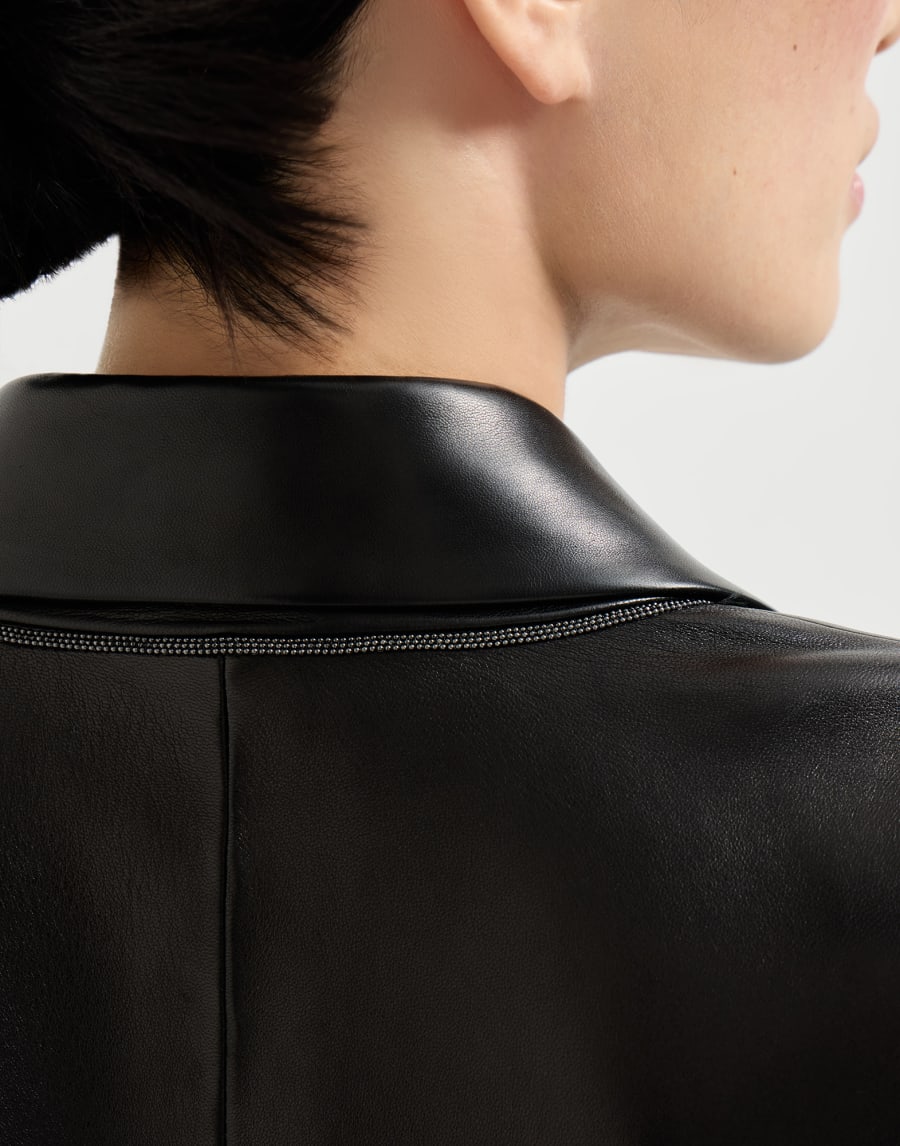 Beaded Nappa Leather Jacket - Black