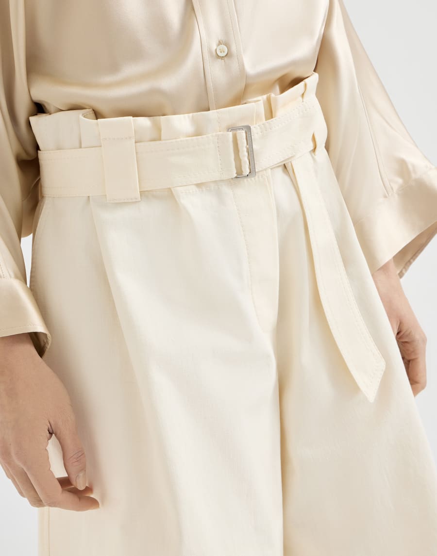Paper Bag Cotton Gabardine Bermuda Shorts - White - Womens - Brunello Cucinelli