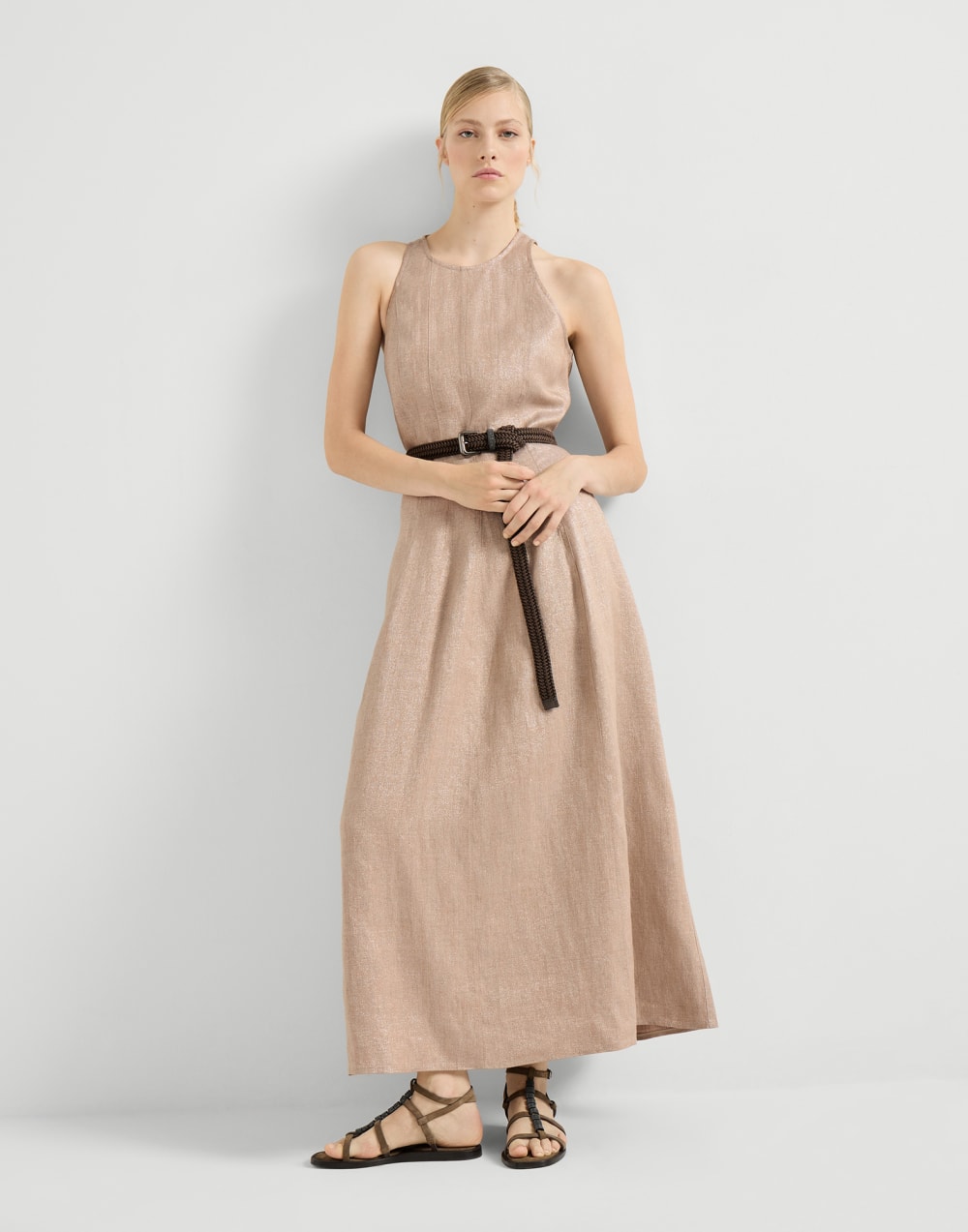 Shimmering Twill Linen Dress - Dusty Rose Shimmering Twill Linen Dress - Dusty Rose