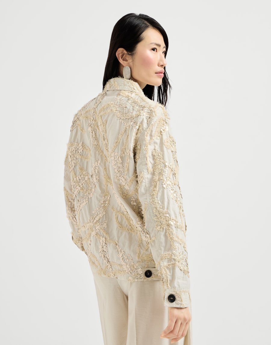 Chandong deep sea embroidered jacket in cotton poplin - Beige Chandong deep sea embroidered jacket in cotton poplin - Beige