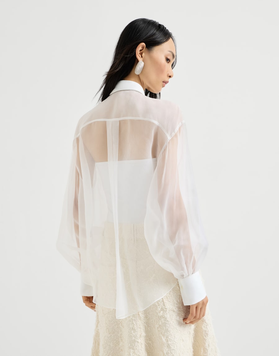 Beaded crisp silk shirt - White Beaded crisp silk shirt - White