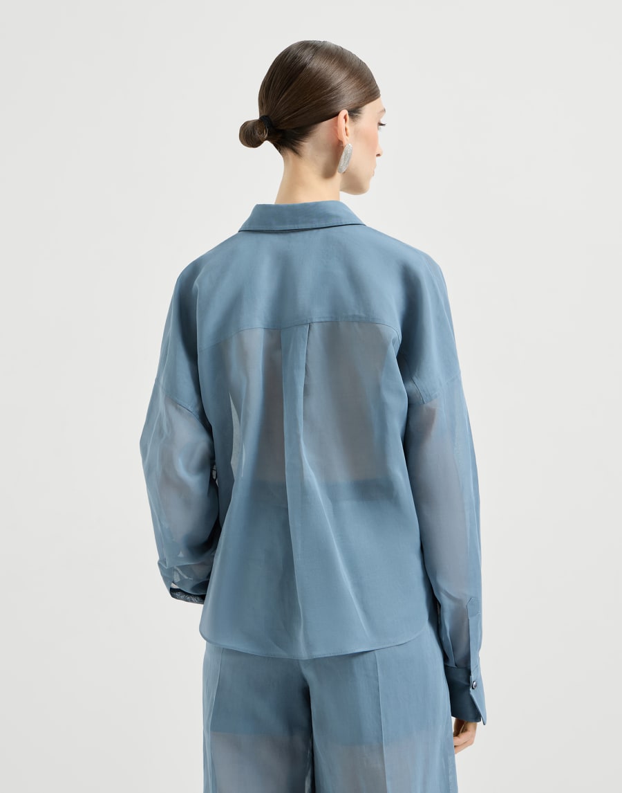 Beaded cotton-organza shirt - Sky Blue Beaded cotton-organza shirt - Sky Blue
