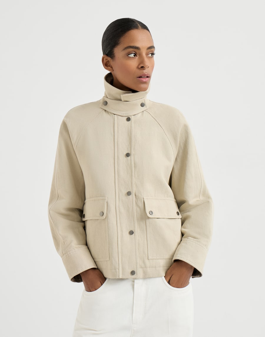 Cotton and linen canvas jacket - Beige
