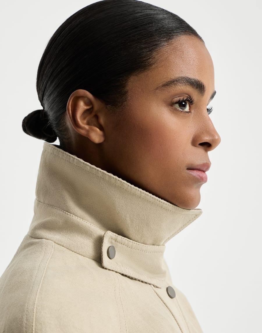 Cotton and linen canvas jacket - Beige
