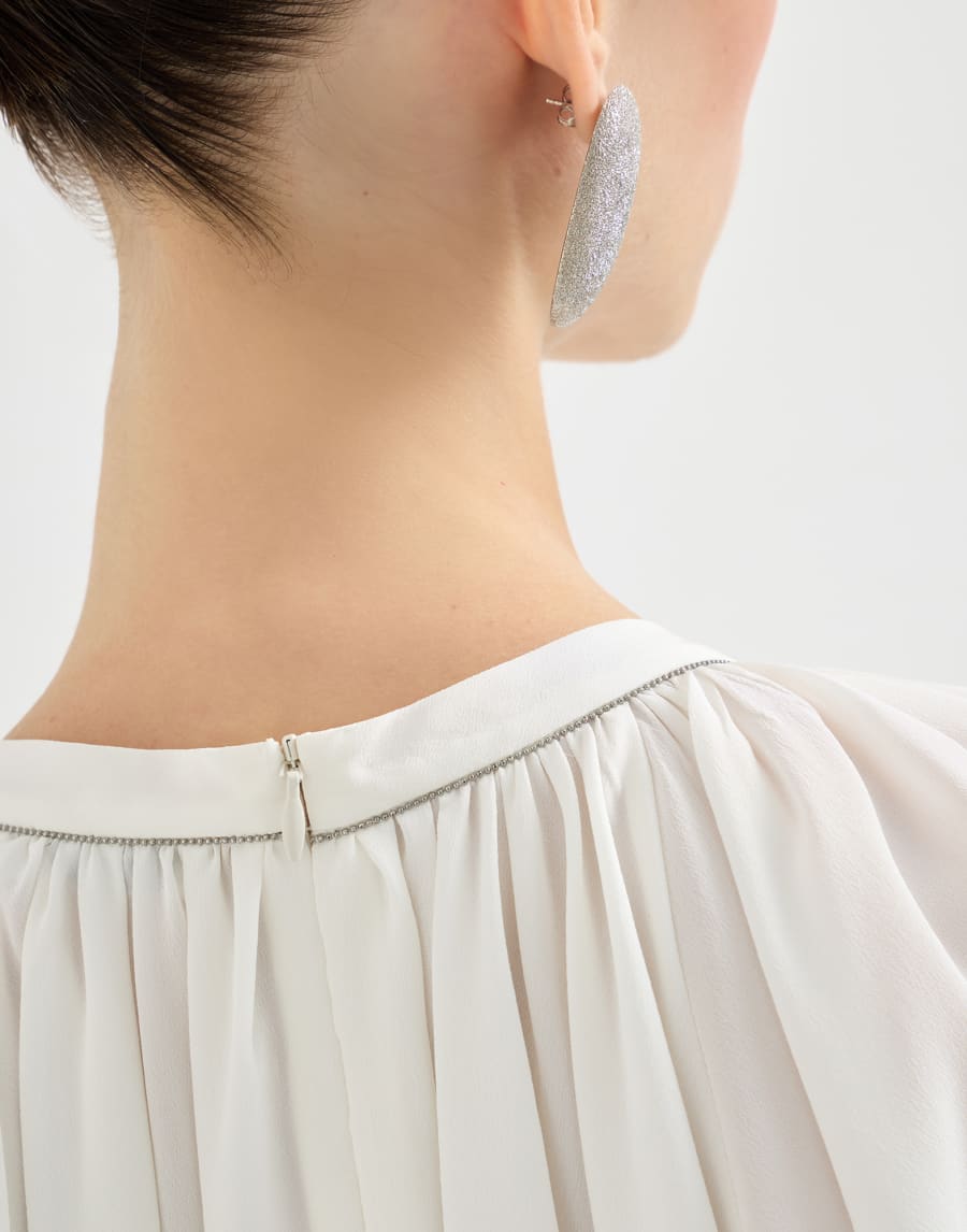 Beaded plain crepe satin silk T-shirt - Panama Beaded plain crepe satin silk T-shirt - Panama