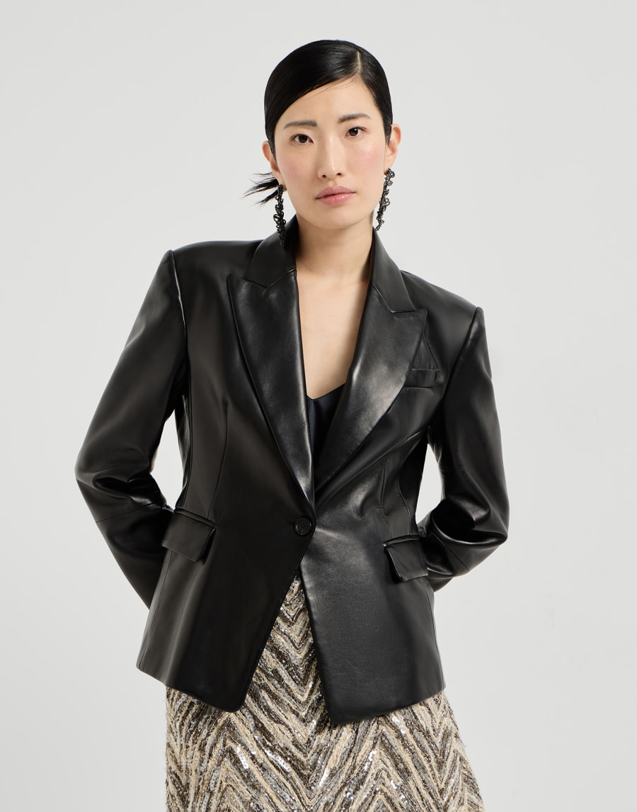 Beaded Nappa Leather Jacket - Black