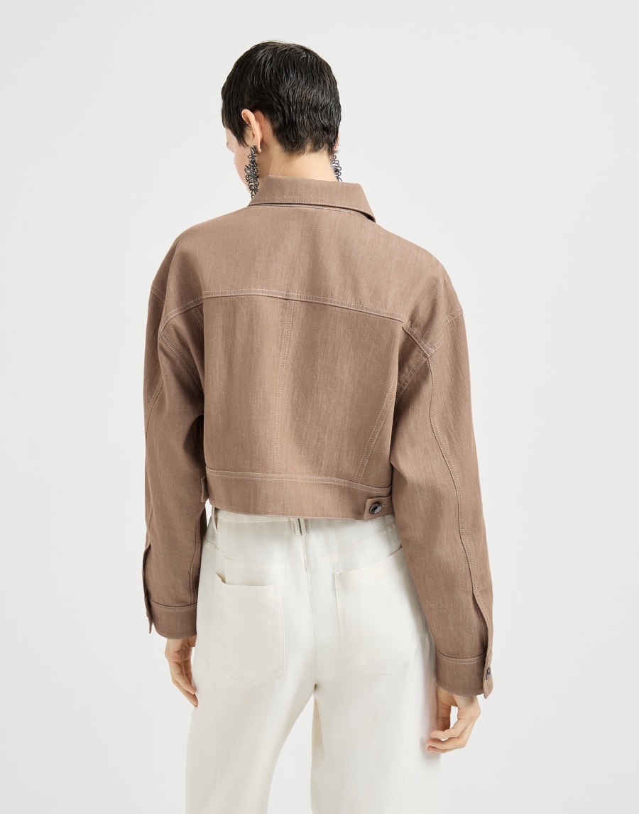 Beaded denim-effect twill jacket - Desert Yellow Beaded denim-effect twill jacket - Desert Yellow