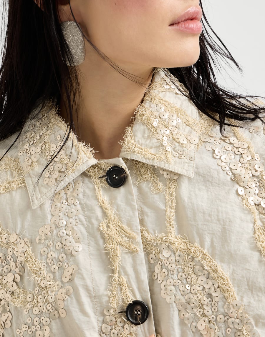 Chandong deep sea embroidered jacket in cotton poplin - Beige