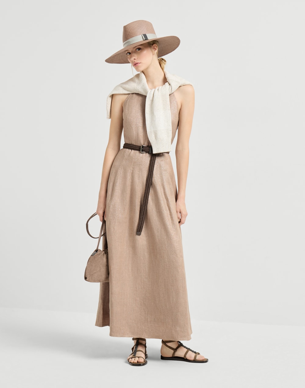 Shimmering Twill Linen Dress - Dusty Rose Shimmering Twill Linen Dress - Dusty Rose