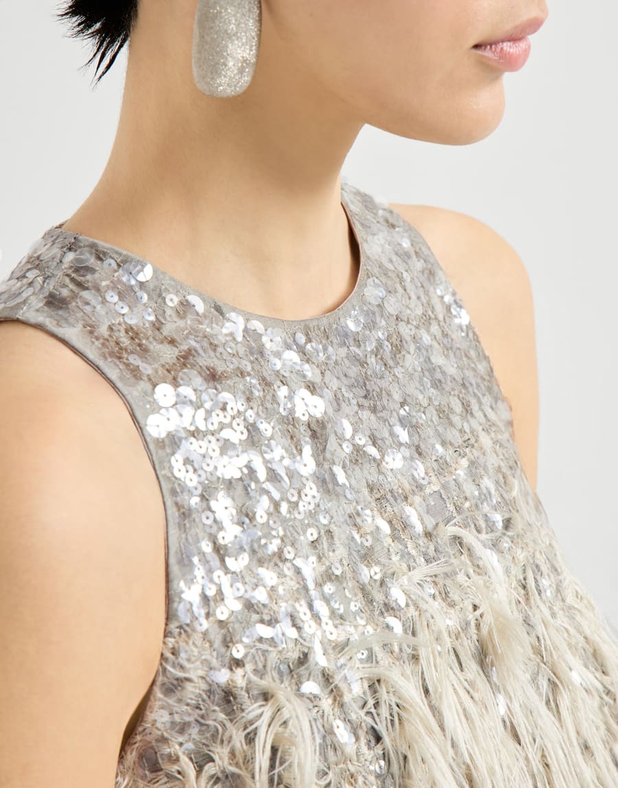 Shimmering ombre sleeveless top in cutout cotton and silk-blend - Gray