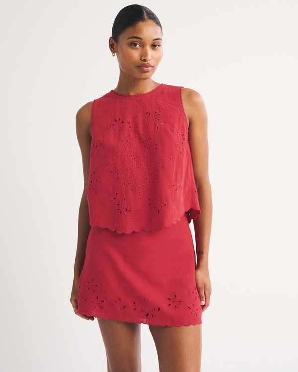Curve Love Ultra High Rise Linen-Blend Mini Skort