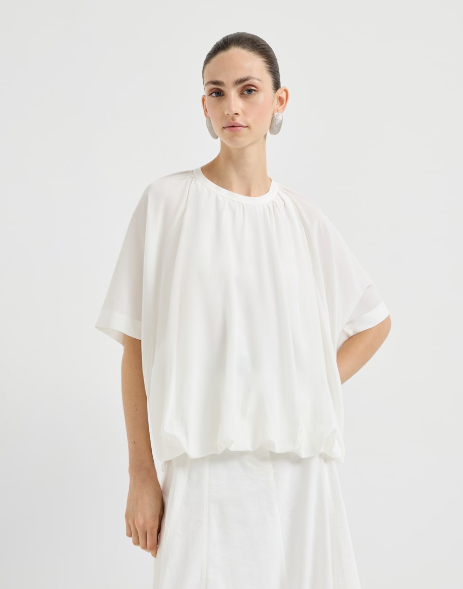 Beaded plain crepe satin silk T-shirt - Panama