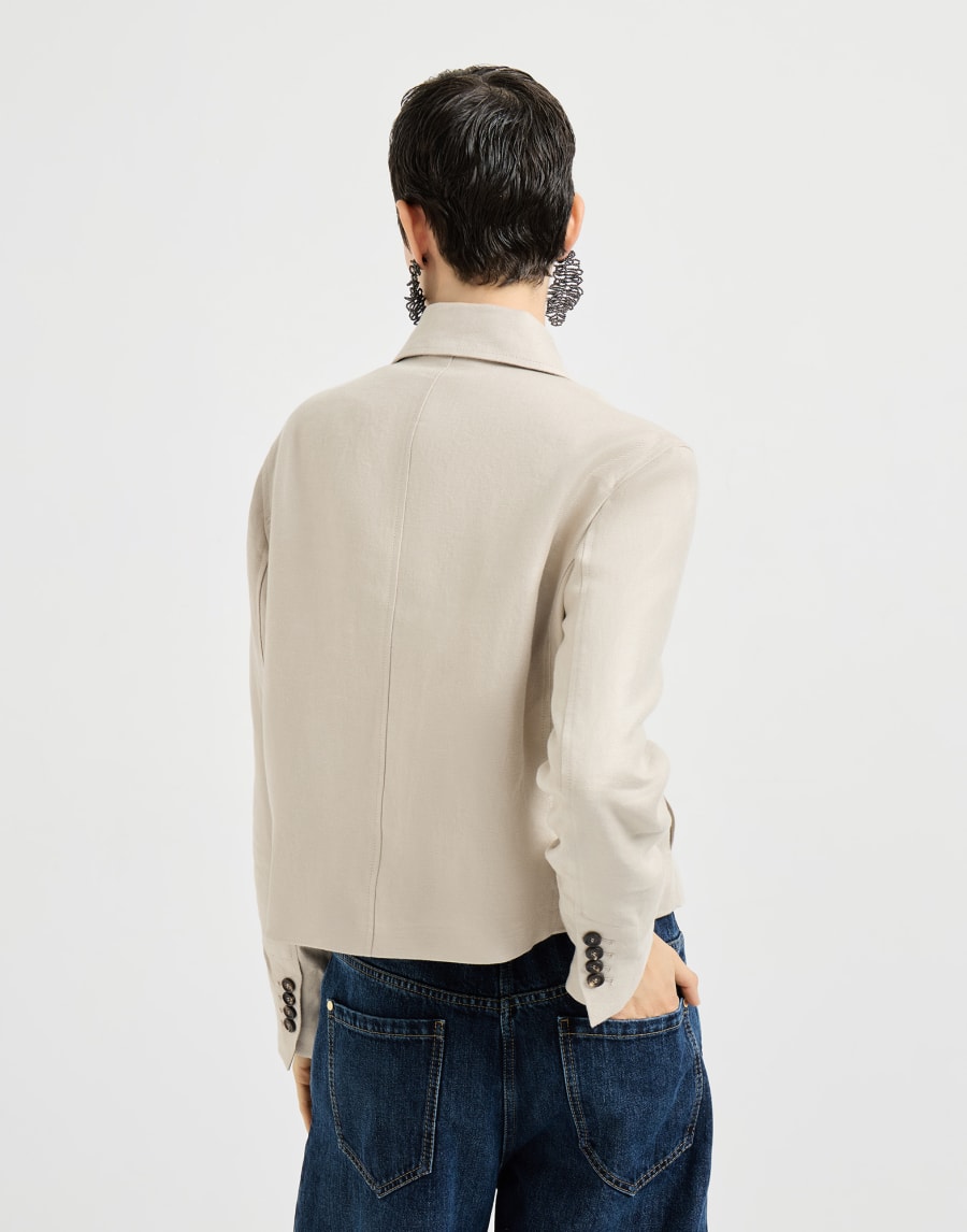 Beaded ribbed linen jacket - Beige Beaded ribbed linen jacket - Beige
