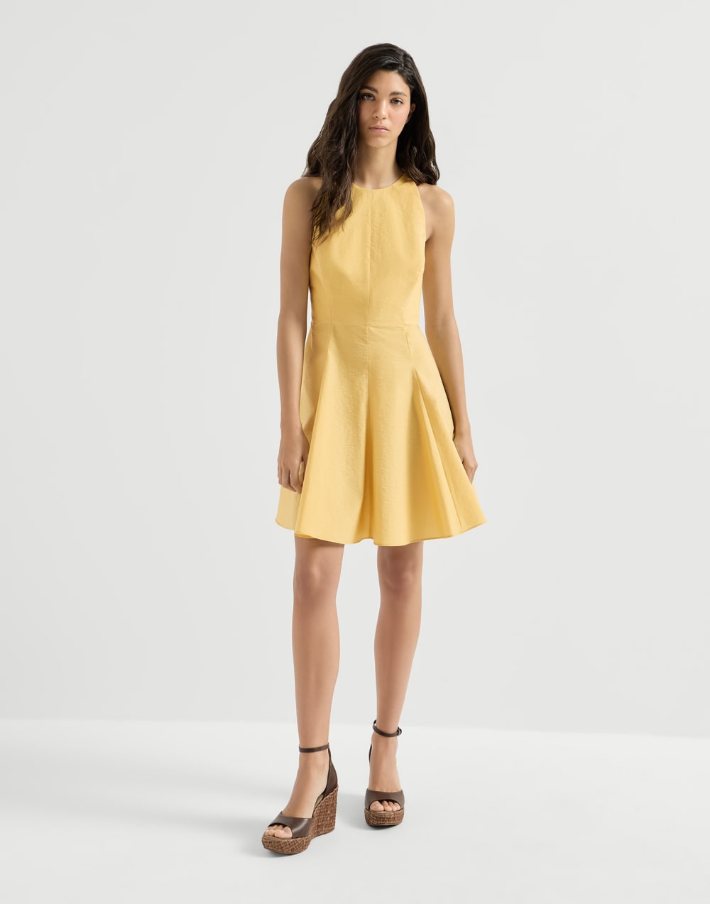 Cotton poplin mini dress - Eggnog