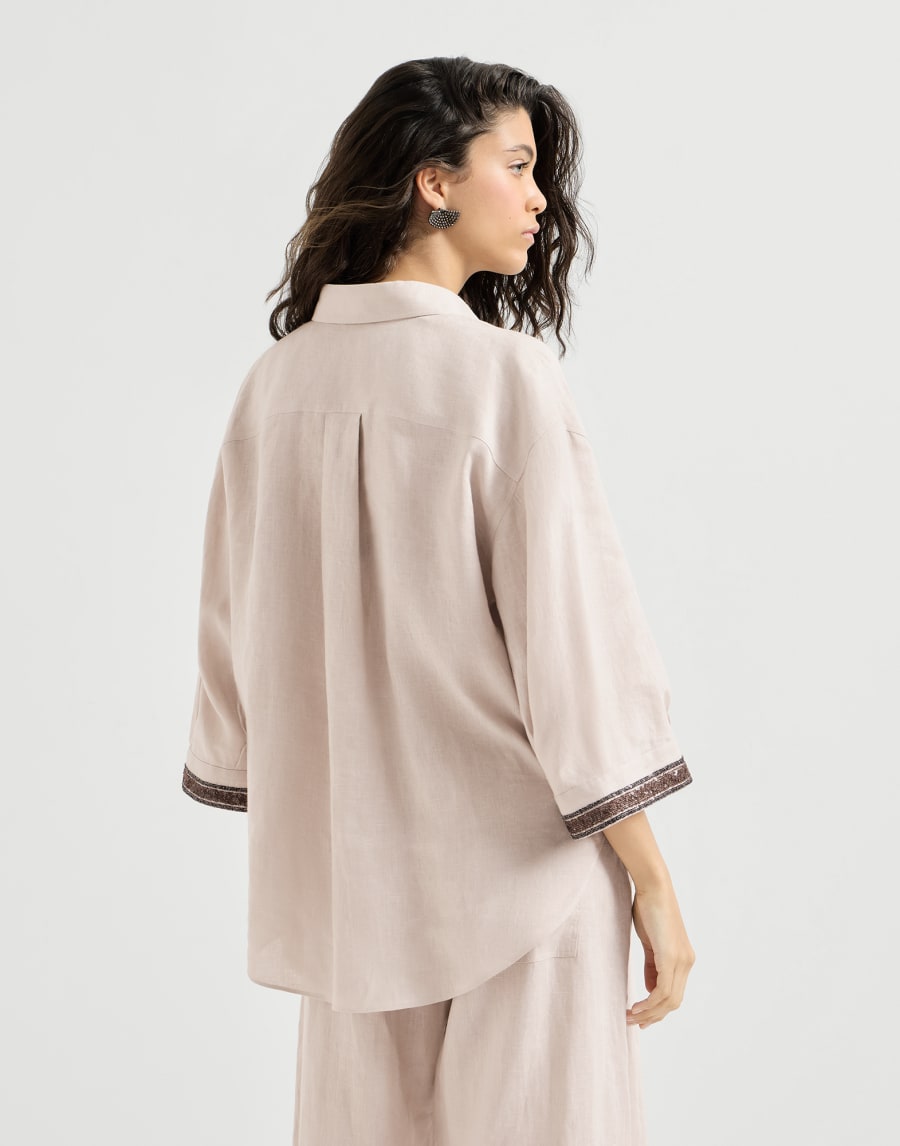 Linen Shirt with Sparkling Cuffs - Yutai Yellow Linen Shirt with Sparkling Cuffs - Yutai Yellow