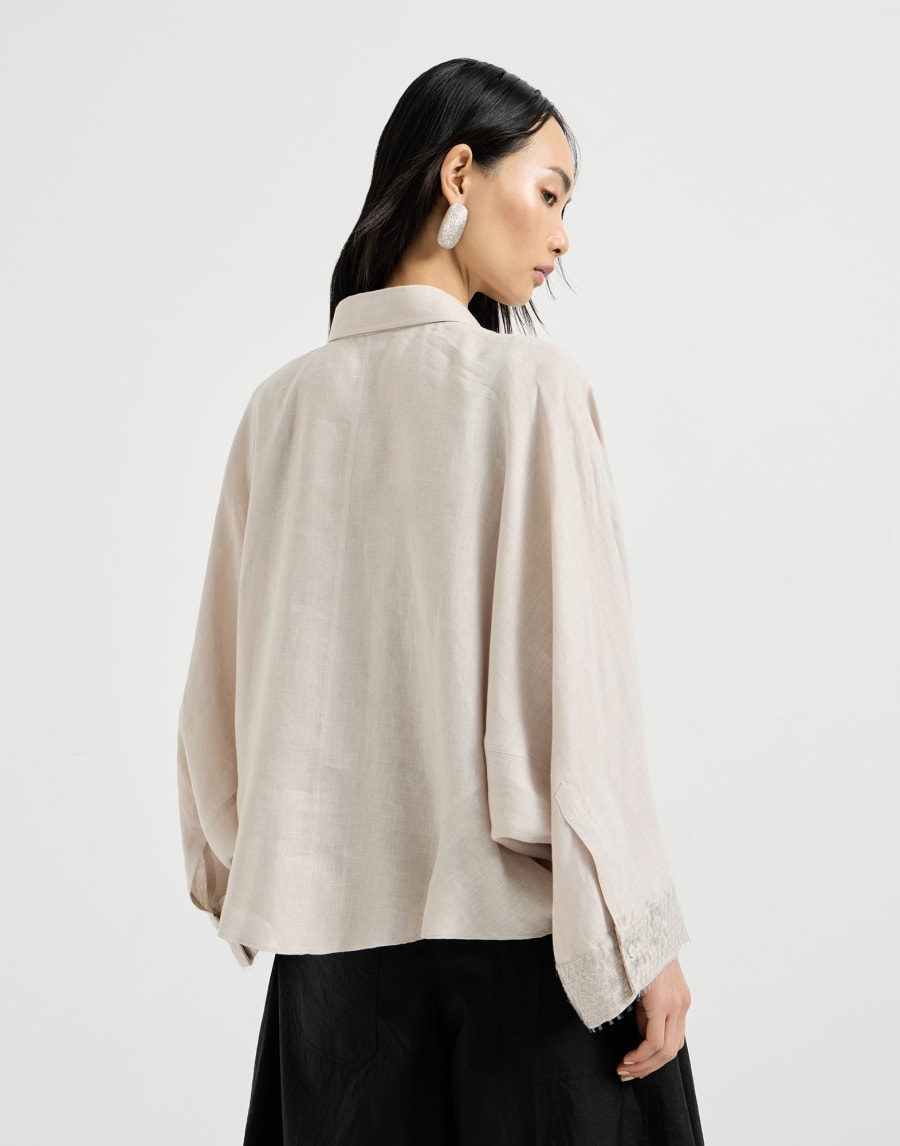 Brilliant Layered Cuffs Linen Shirt - Beige Silk Brilliant Layered Cuffs Linen Shirt - Beige Silk
