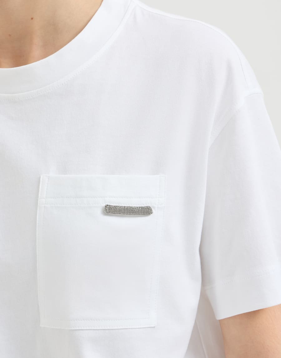 Sparkly Placard Cotton Jersey T-Shirt - White