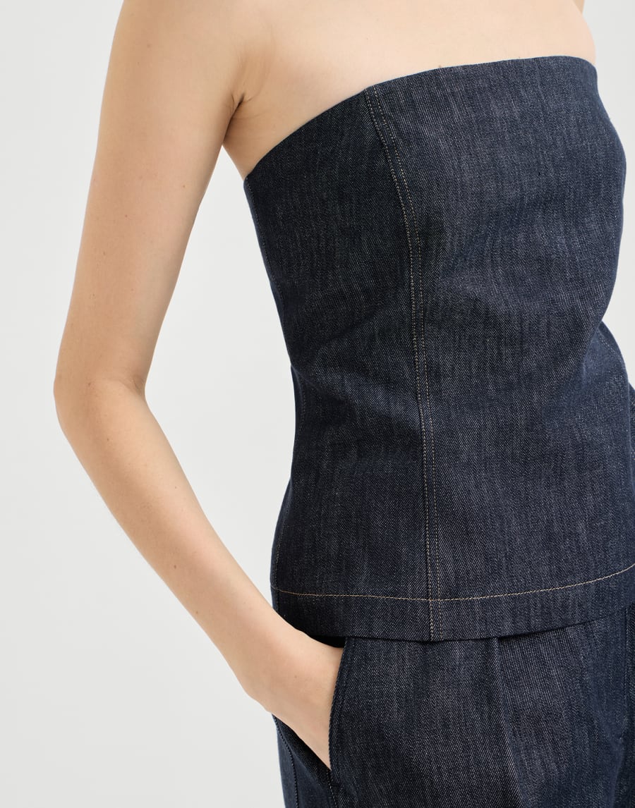 Denim-effect twill bandeau top - Denim Blue Denim-effect twill bandeau top - Denim Blue