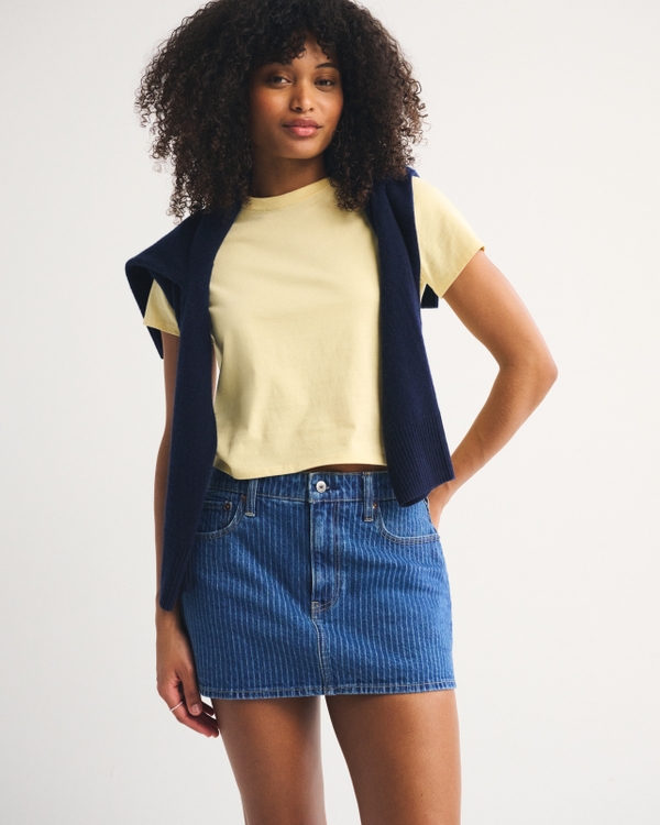 Curve Love Mid Rise Denim Mini Skort