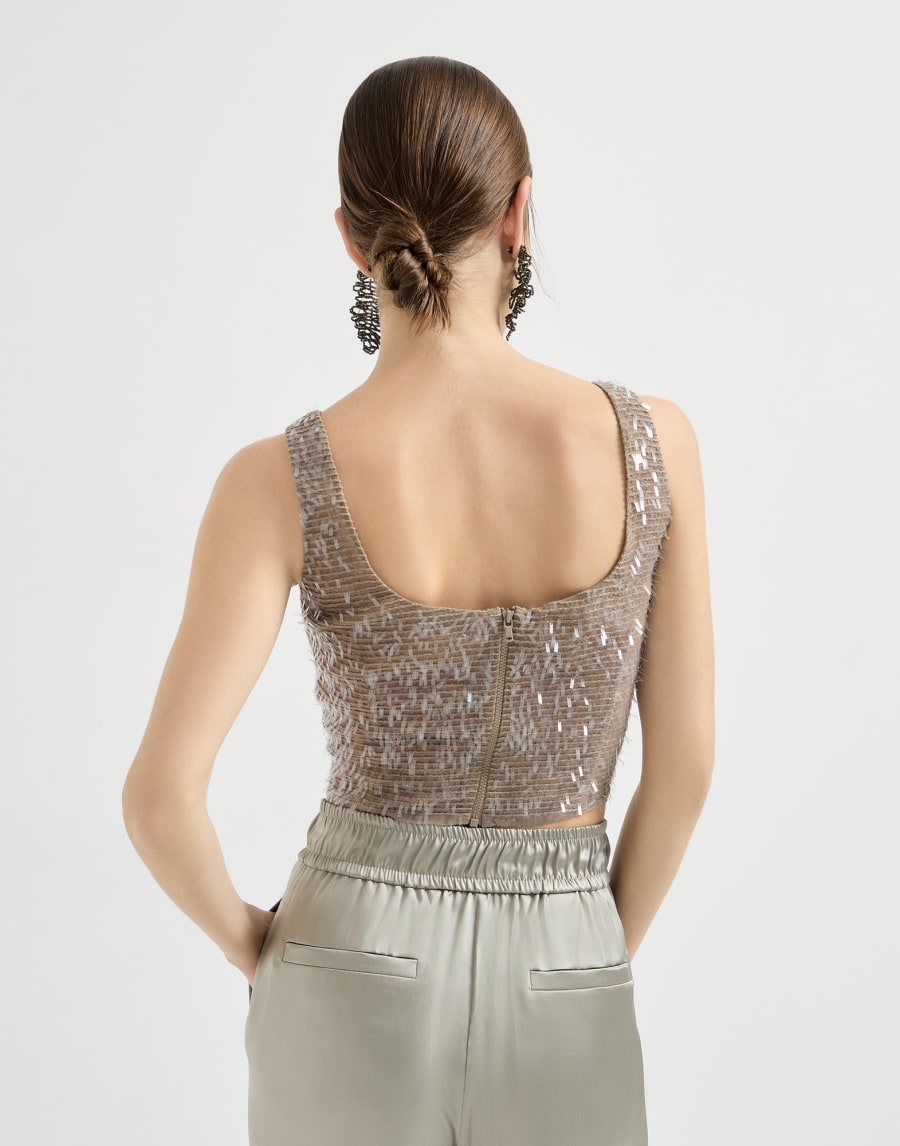 Sparkling embroidered structured silk tank top - Rope