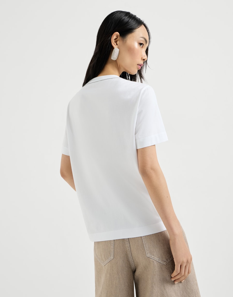 Beaded cotton jersey T-shirt - White